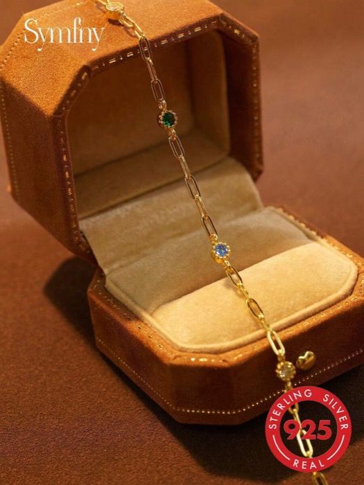 ジュエリー レディース ブレスレット チェーンブレスレット ホリデーを象徴する5つのカラーのをあしらった、シルバーブレスレット1個