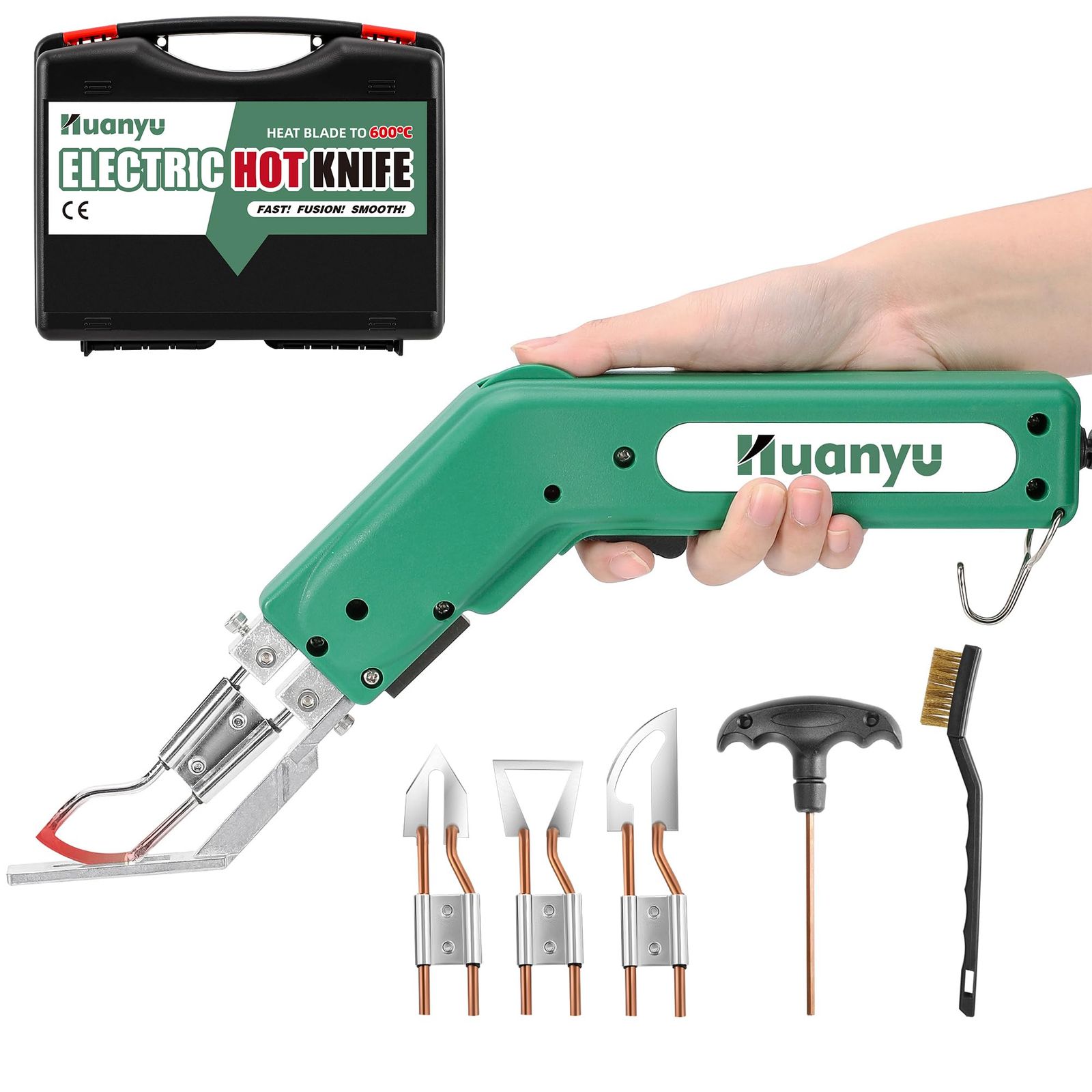 Huanyu ホットカッター ホットナイフ 600℃加熱調節 110V/100W ナイロン/布/ロープ/プラスチック/スチロール カット用 (4枚ナイフセット)i 15,000円