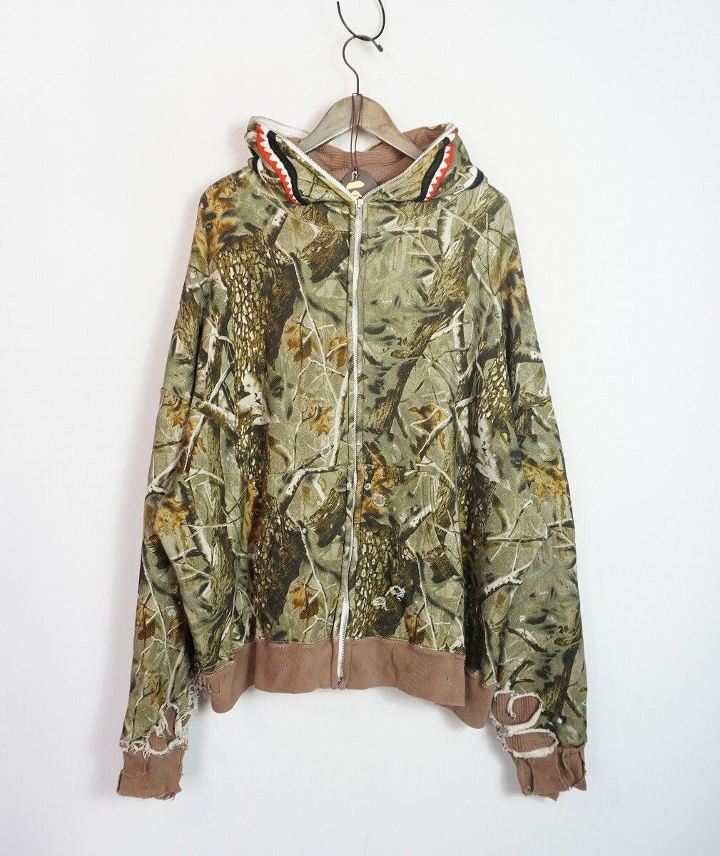 美品 SAINT MICHAEL セントマイケル × A BATHING APE アベイシングエイプ SAHARK CAMO シャーク パーカー ヴィンテージ加工 正規 4931Q♪ 54,480円