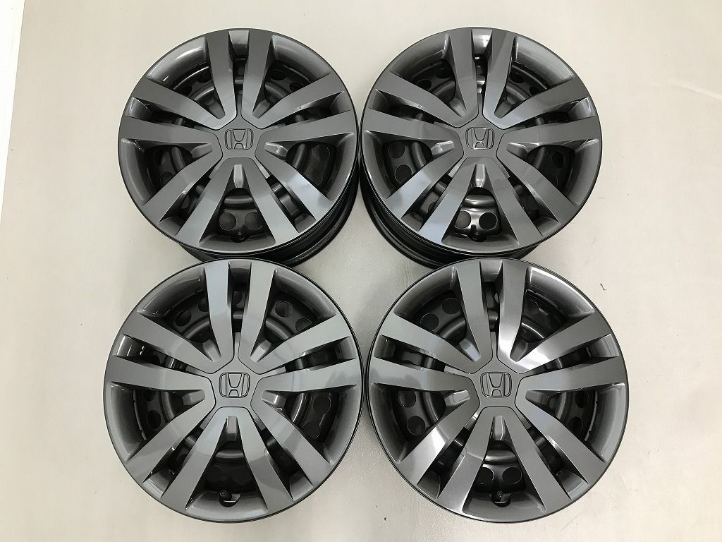◎希少 ガンメタ 新車外し HONDA GR系 フィット純正 キャップ付 スチール 15inc 6J +50 100/4H 即納 4本 検) シャトル グレイス フリード