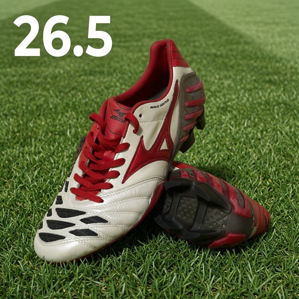 【新品】MIZUNO ミズノ サッカースパイク ウェーブ イグニタス MD（ホワイト×レッド）12KP13062 廃盤 激レア（26.5cm）