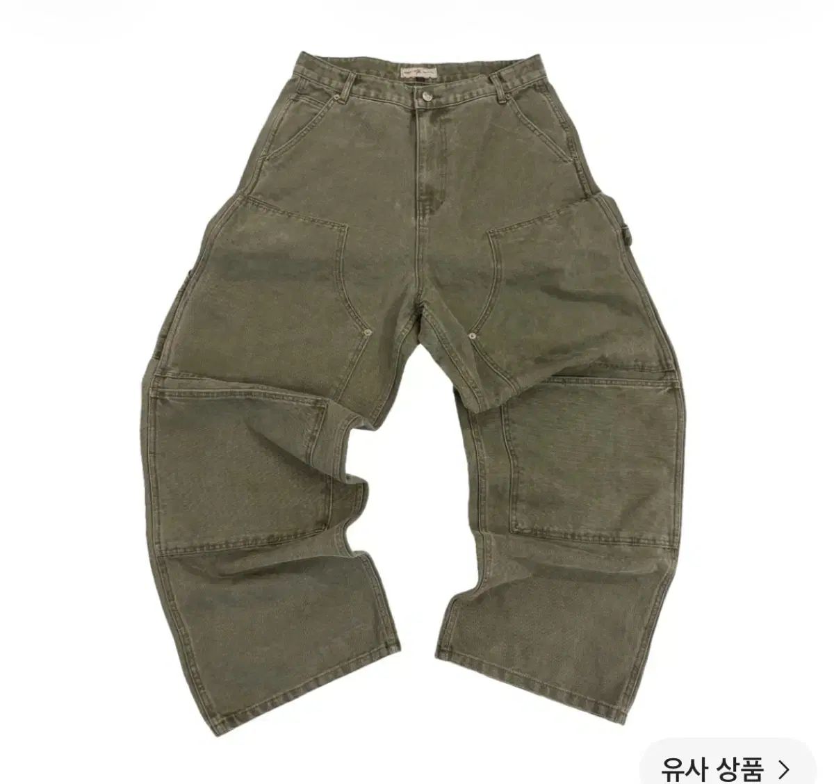 (1)葵色カットダブルニーパンツ オリーブ