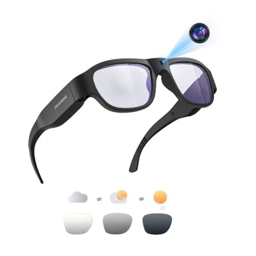 msOhO sunshine メガネ型カメラ フルHDカメラサングラス 1080P録画対応 32GB内蔵/メモリー拡張可能 充電しながら録画可能 IP44生活防水 屋内/外対応 紫外線でブルーに変色 偏光UVカット/耐衝撃レンズ採用 男女兼用 スマートグラス( 11,956円