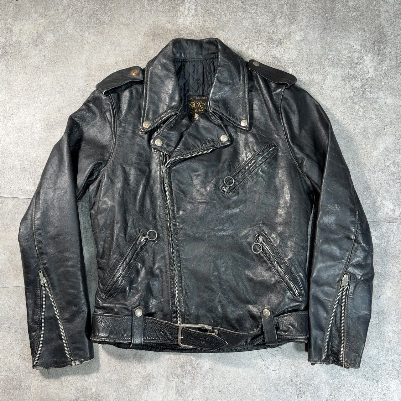 60's Brooks Leather Sports wear ダブルライダースジャケット レザー