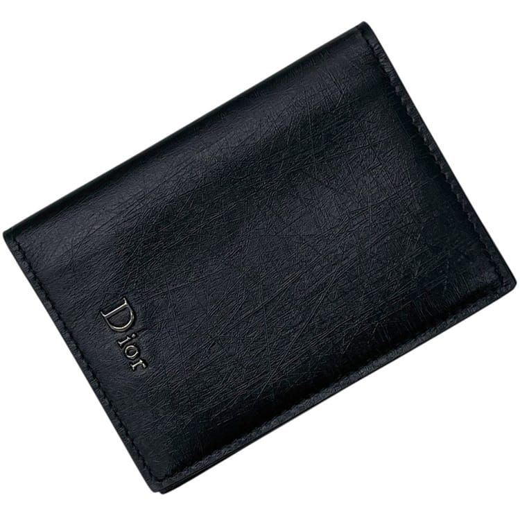 クリスチャン ディオール カードケース 名刺入れ 10 BO 0197 Christian Dior レザー ブラック 黒 中古 メンズ