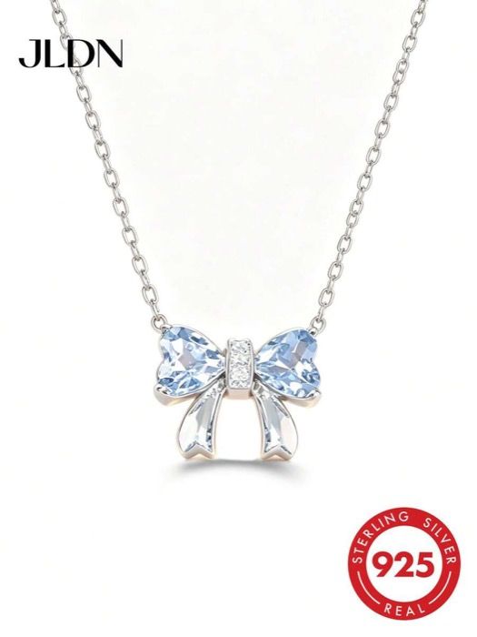 ジュエリー レディース ネックレス ペンダントネックレス 1個 シルバー製 人工リボーペンダントネックレス、爽やかでかわいいデザイン、デイリーウェアやデートに最適、バレンタインやお誕生日のプレゼントにぴったり