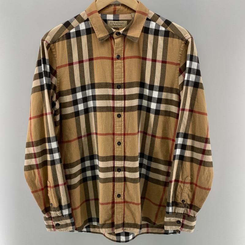中古】BURBERRY ノバチェック 長袖シャツ ベージュ サイズL 4059128