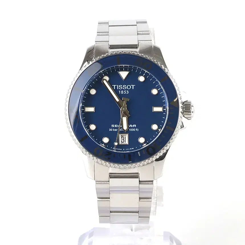 中古ブランド品ダオール TISSOT ティソ シースター 1000 クオーツ ブルーダイアル デニムブルー メタルウォッチ 36mm T120 210 11 041 00