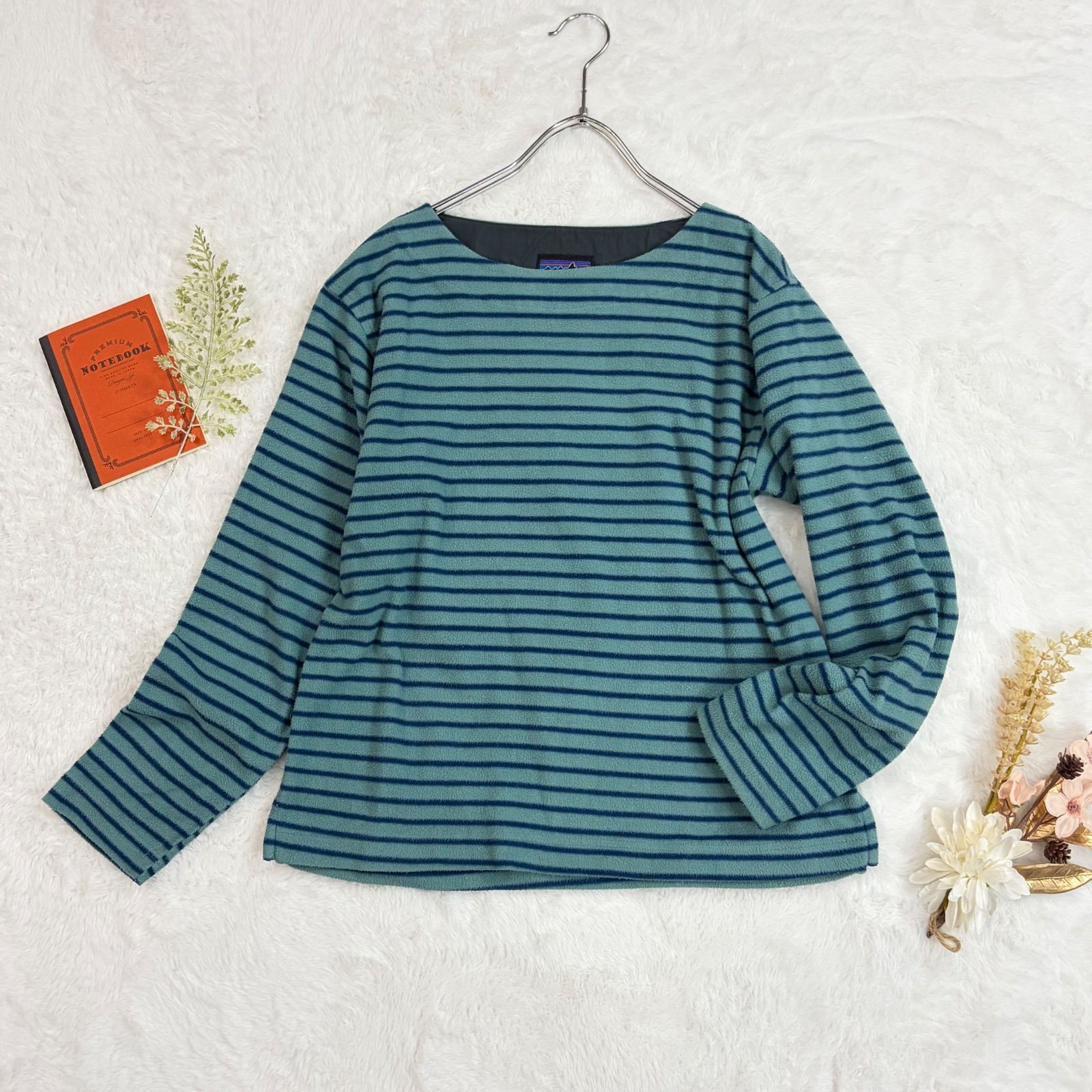 USA製 90s 1999 Vintage Patagonia MICRO D-LUXE パタゴニア フリース 長袖 カットソー ボーダー ロゴ刺繍 レディース ヴィンテージ ビンテージ 26036