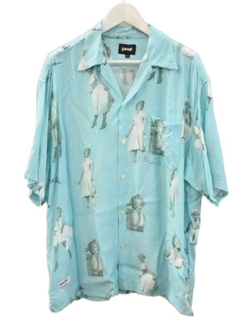 ショット SCHOTT 26SS MARILYN MONROE RAYON SS SHIRT マリリンモンロー レーヨン ショートスリーブ シャツ 2XL 青 ブルー オープンカラー 半袖 ボタンシャツ トップス 13,394円