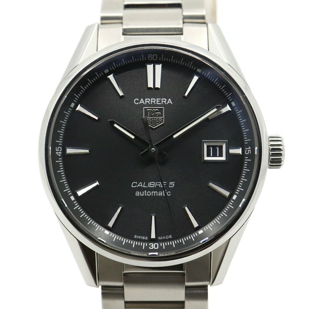 【栄】タグホイヤー カレラ 39mm WAR211A.BA0782 SS ブラック文字盤 自動巻き メンズ 箱 保証書