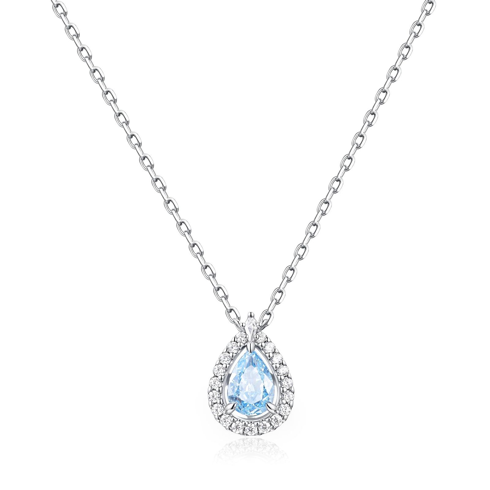 [Summer Limited] ネックレス レディース [Blue Tears] S925 シルバー ジルコニア ライトブルー ジュエリー セット ホワイトデー クリスマス ラッピング袋付き
