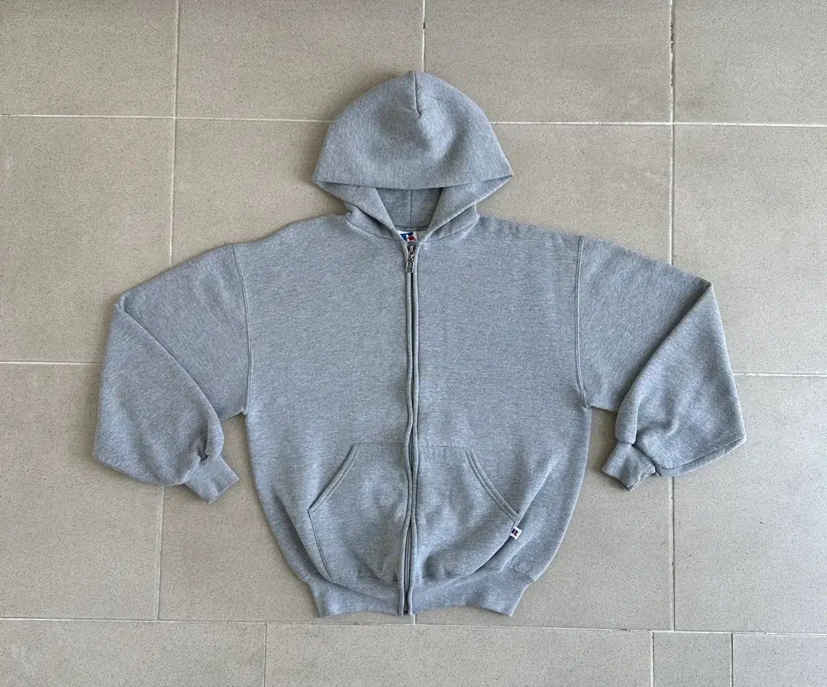 90s ヴィンテージ ラッセル フーディー ジップアップ グレー M USA