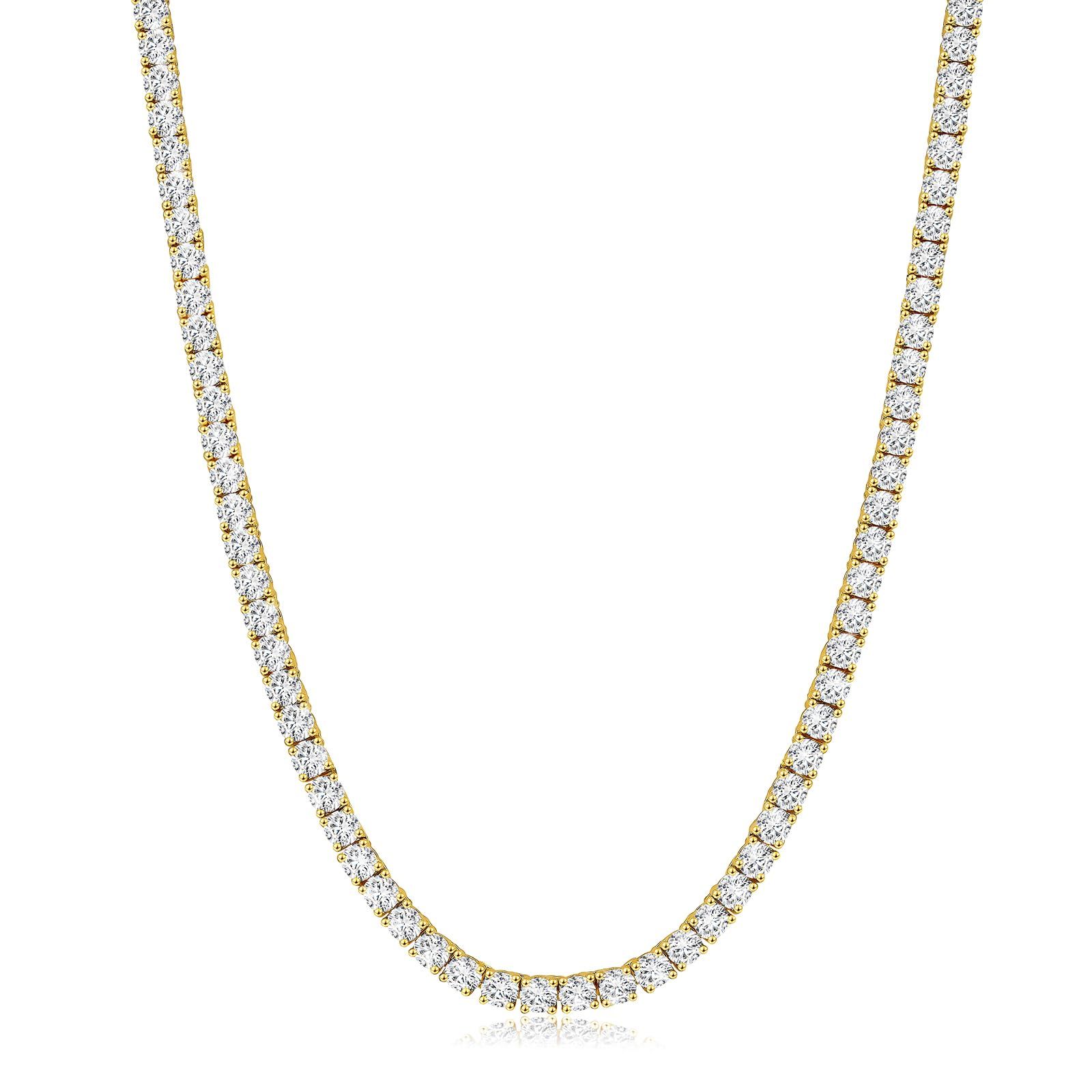 [KRKC] テニスネックレス 45.7cm 幅3mm : テニスチェーン ジルコニアメンズネックレス ヒップホップジュエリー ストリート系 b系 幅3mm/4mm/5mm ブリンブリン 14k金メッキ メンズアクセサリー クリスマス/ /パーティー/父の日ネックレス