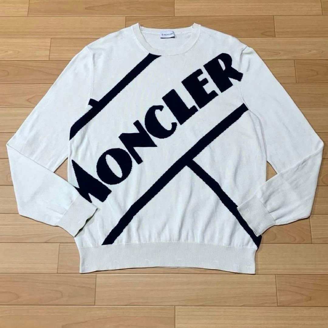 モンクレール ホワイト ネイビー　XXL ニットセーター　4P114