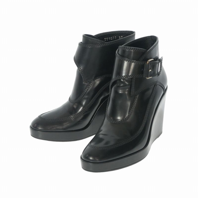 バレンシアガ BALENCIAGA ベルト付き ウェッジソール ショートブーツ ブーティ 靴 37 ブラック 黒 391078