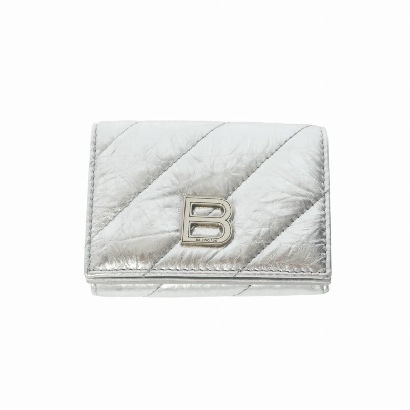 バレンシアガ BALENCIAGA Crush Mini クラッシュ 三つ折り財布 コンパクトウォレット シルバー 766463