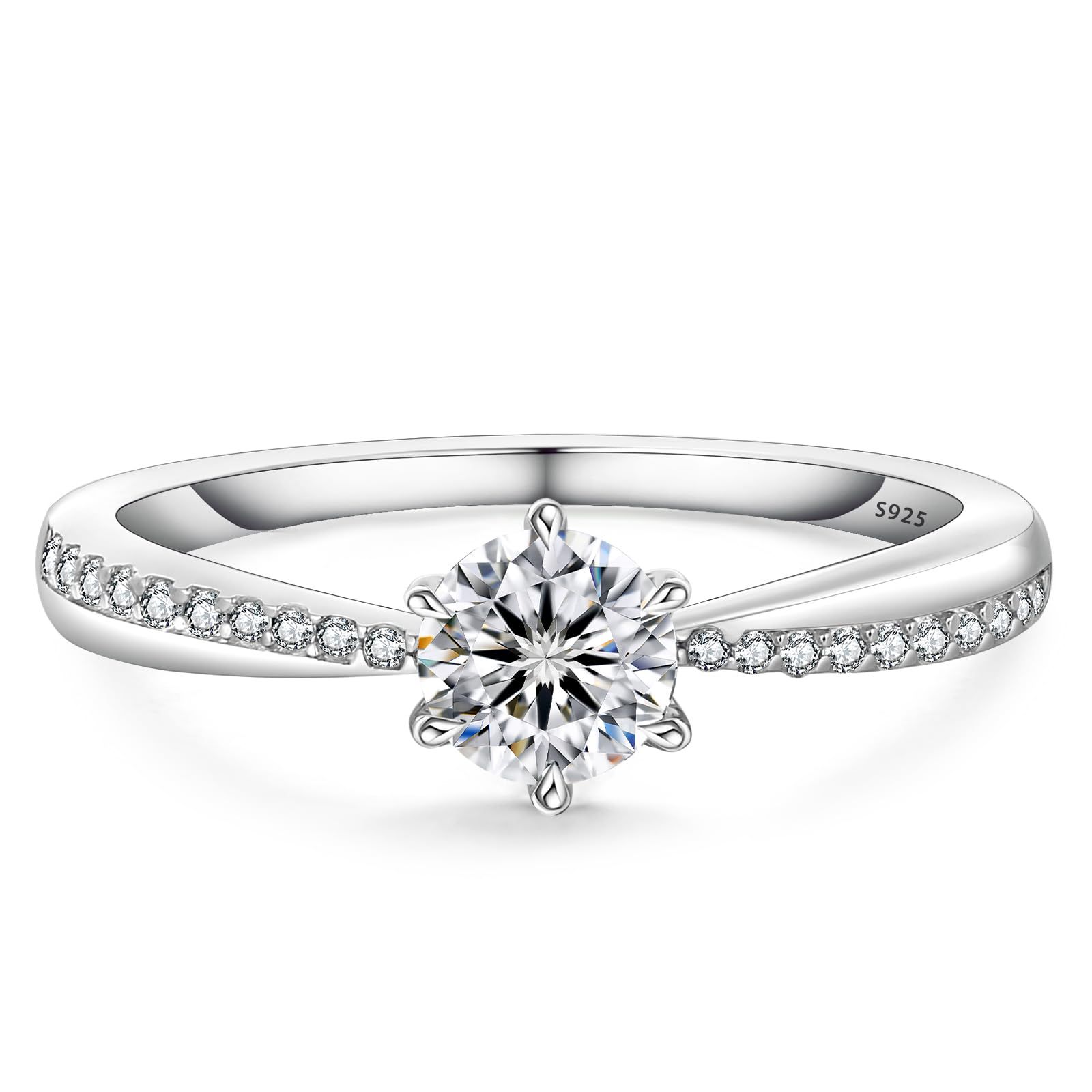 婚約指輪 15号 プロポーズリング レディース 0.5ct Dカラー VVS1モアサナイト リング スターリングシルバー ホワイトゴールドメッキ 女性 キラキラジュエリー(サイズ )