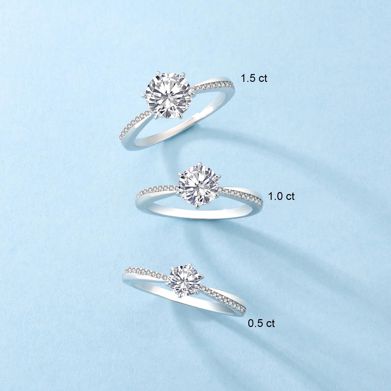 婚約指輪 15号 プロポーズリング レディース 0.5ct Dカラー VVS1モアサナイト リング スターリングシルバー ホワイトゴールドメッキ 女性 キラキラジュエリー(サイズ )