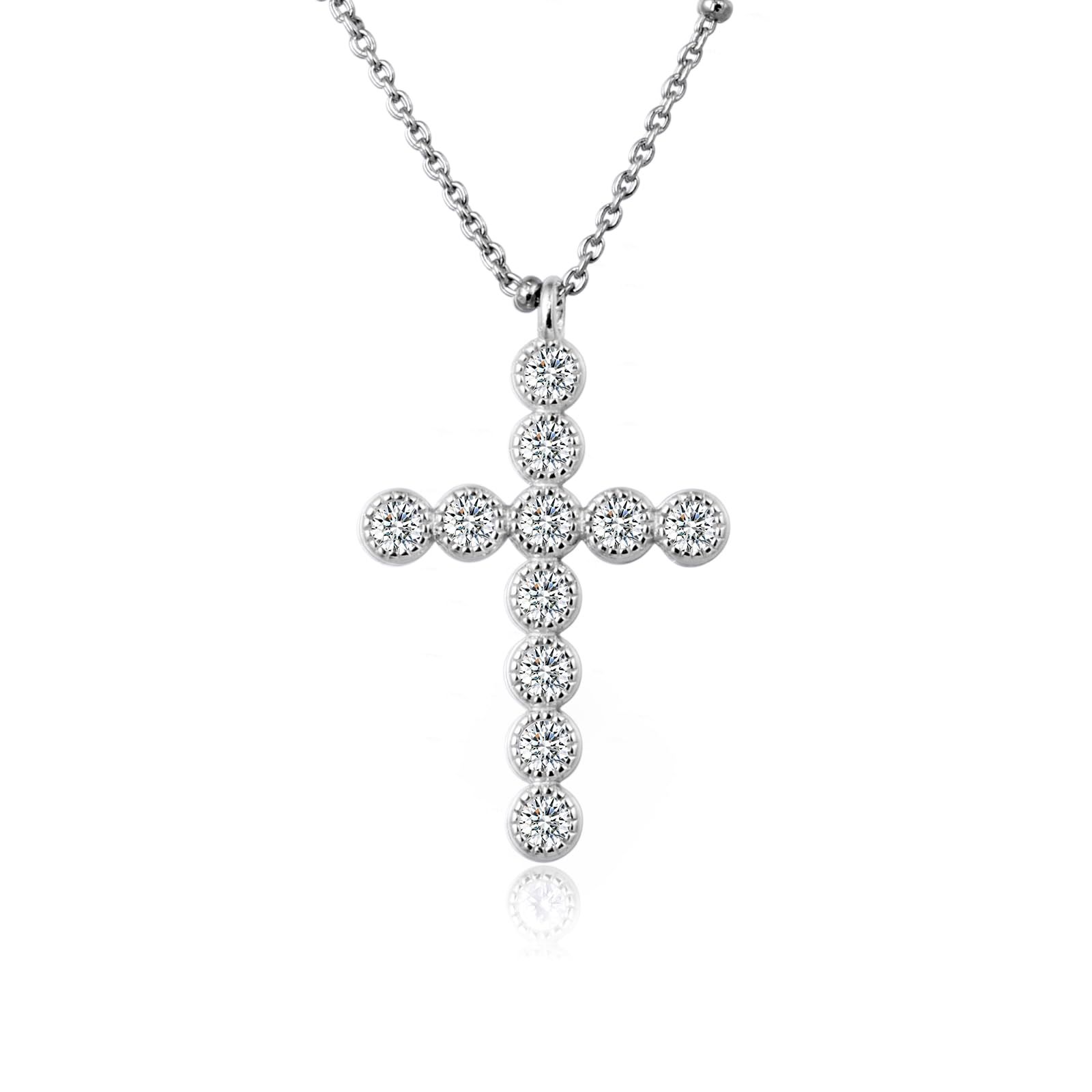 クロス ネックレス シルバー925 金属アレルギー対応 レディース メンズ 錆びない ペンダント ジルコニア ジュエリー クリスマス BOX付き 男女兼用 チェーン調整可能 プラチナ色