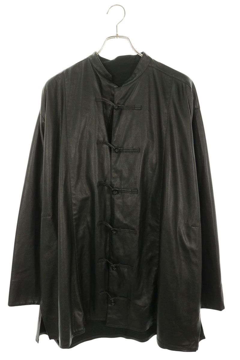 タロウホリウチ LEATHER OVER CHINA SHIRTJACKET/2101-SSH51-M127 フェイクレザーオーバーサイズチャイナ長袖シャツ メンズ 46 11,988円