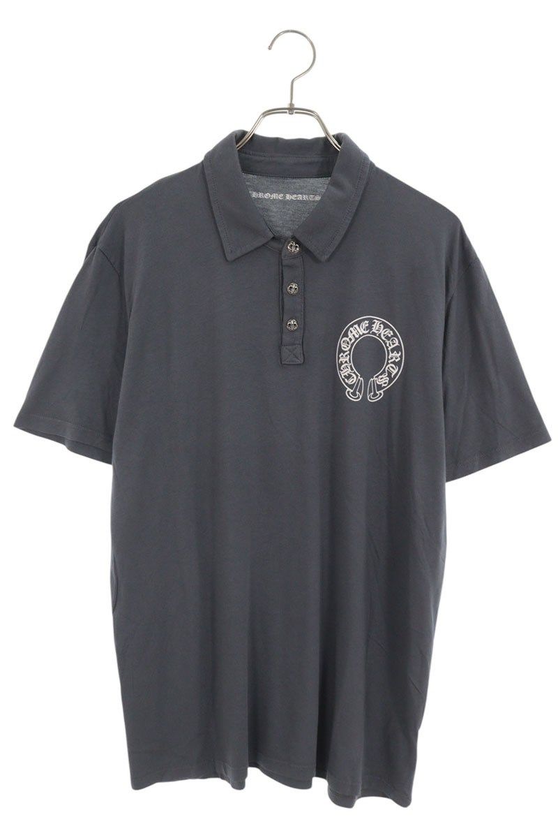 クロムハーツ SS POLO SHIRT/半袖ポロ フレアボタンバックTバープリント半袖ポロシャツ メンズ L