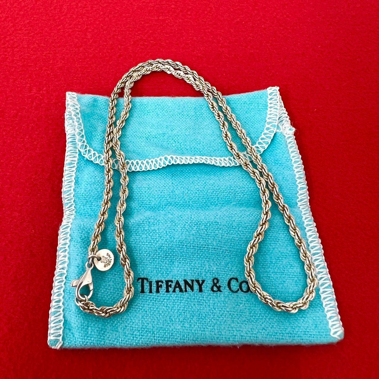 極 美品 袋付き TIFFANY&Co. ティファニー ヴィンテージ ツイストロープ ネックレス シルバー925 アクセサリー シルバー 57439