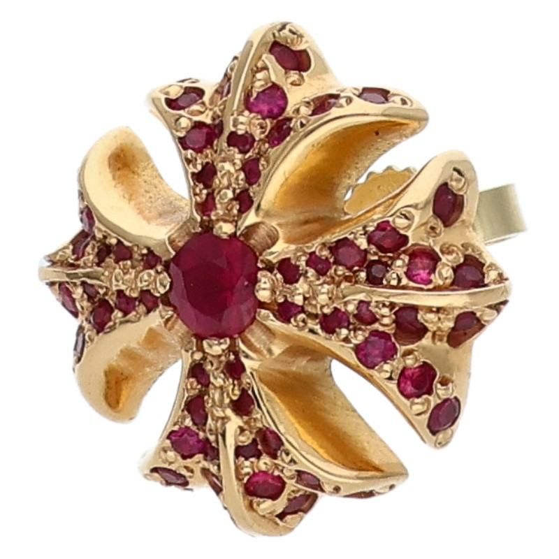クロムハーツ 22K #4 CH PLS P RUBY/CHプラススタッド PAVEルビー/ゴールドピアス メンズ