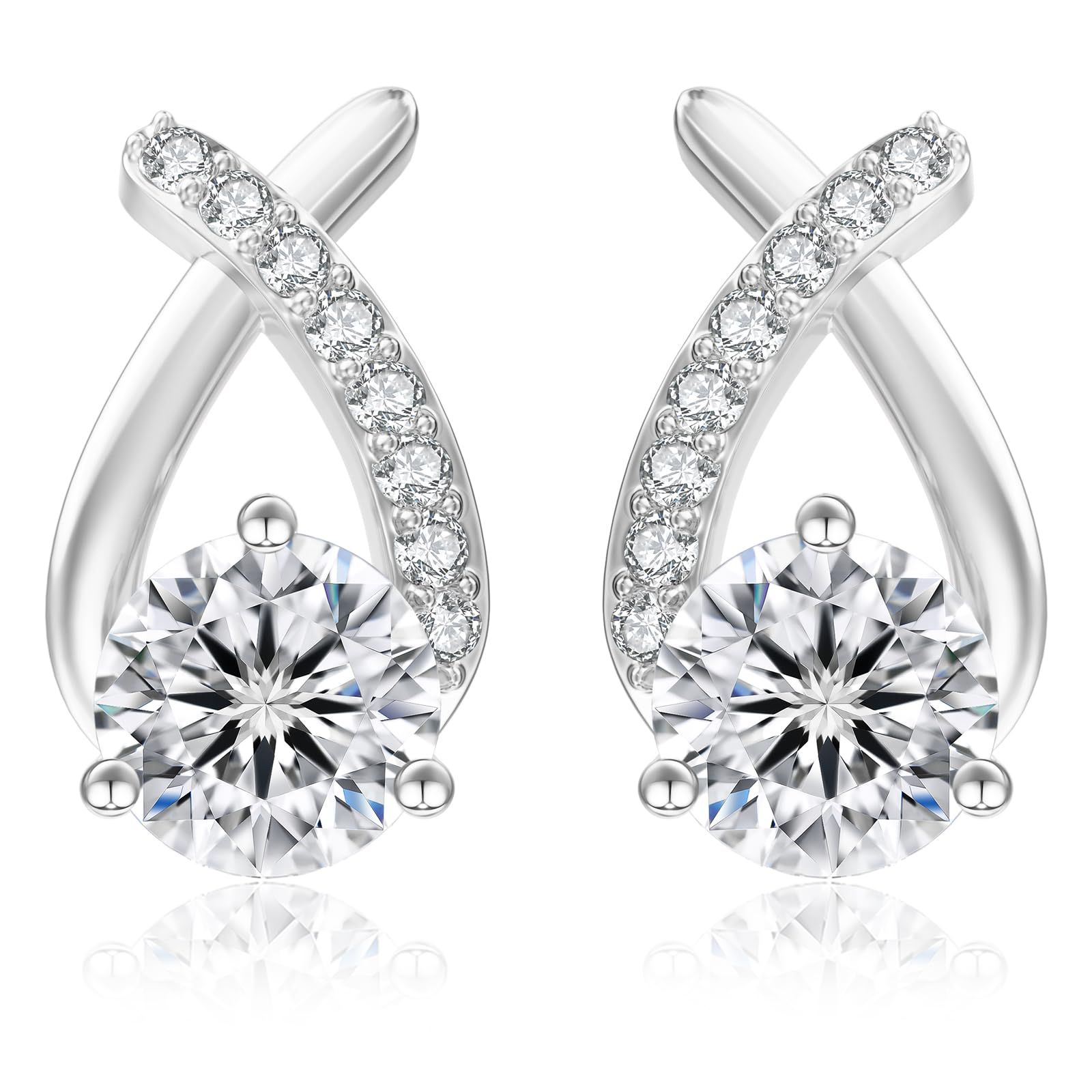KRKC&CO ピアス 15.5mm レディース モアサナイト スタッドピアス 雫 人工ダイヤモンド シルバー925 セカンドぴあす 金属アレルギー対応 計2.0ct 小さめ 大人可愛 普段使い 20G 女性 シルバー 5,670円