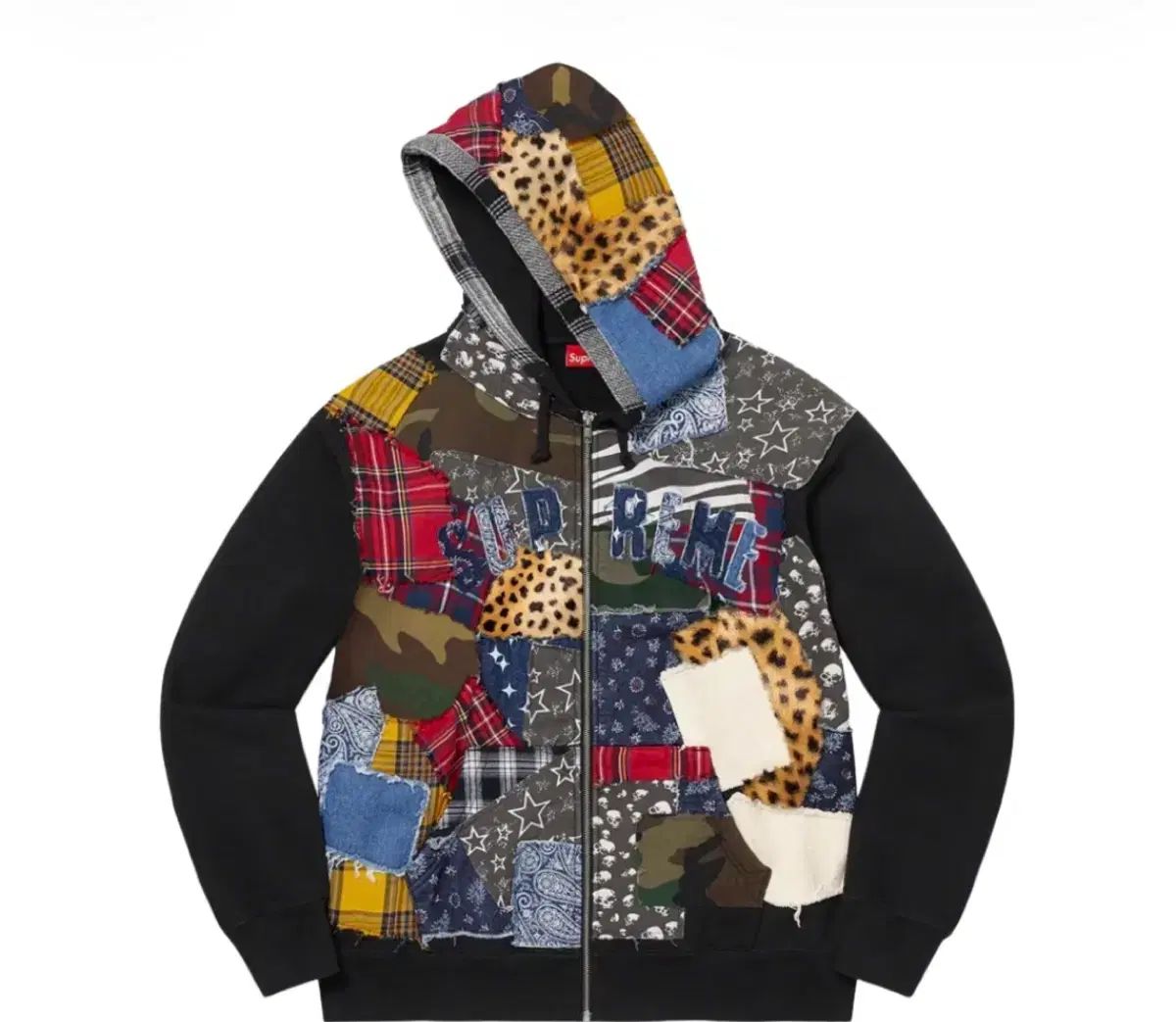 シュプリーム パッチワーク フードジップアップ 22FW