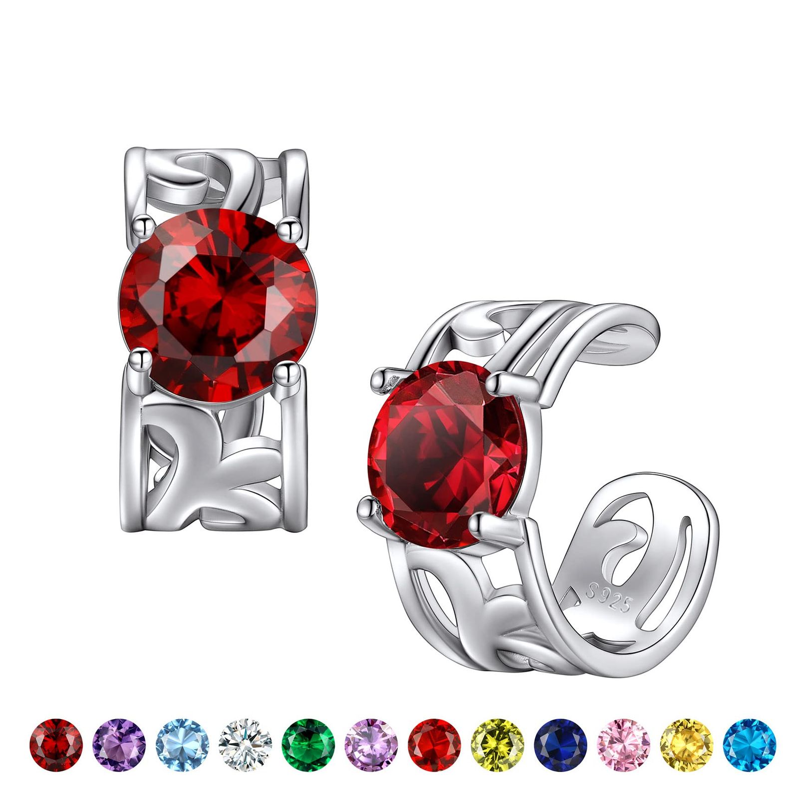 Women's 925 Silver Ear Cuffs, Men's Earrings, Metal Allergy-Friendly, Zirconia, Non Hole Earrings, Unisex, Clear, Arabesque, Earcuffs, Simple Birthstone, Recommended Jewelry, January