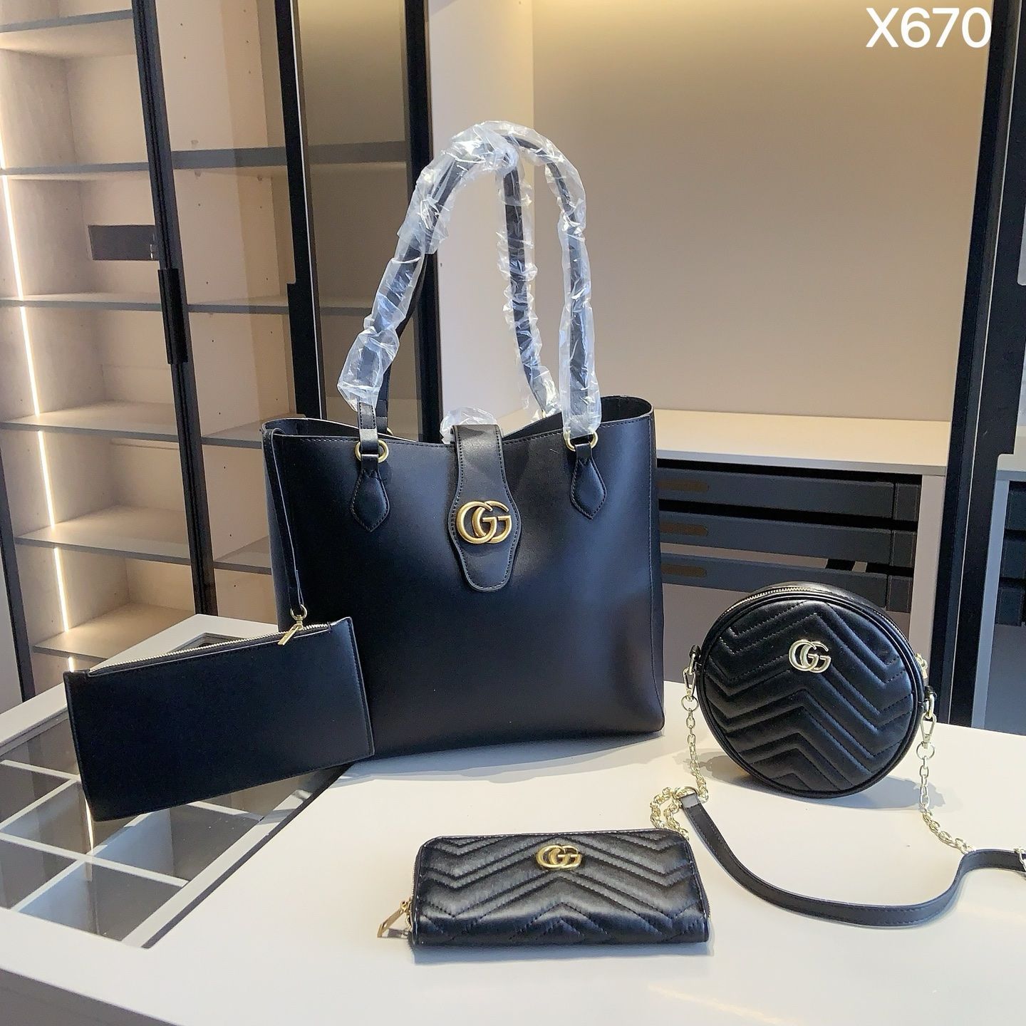 [本日特価] 全新シリーズセット X670 - GUCCI トートバッグ + G家 ラウンドバッグ + G家 財布 本日限定特別割引！[本日特価|新品未使用品] 12,425円