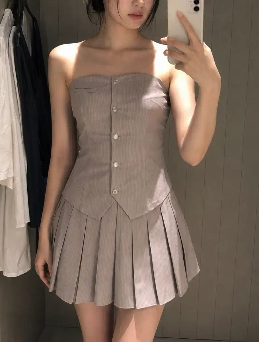 ZARA ストライプ セットアップ チューブトップ プリーツ ミニスカート 6,436円
