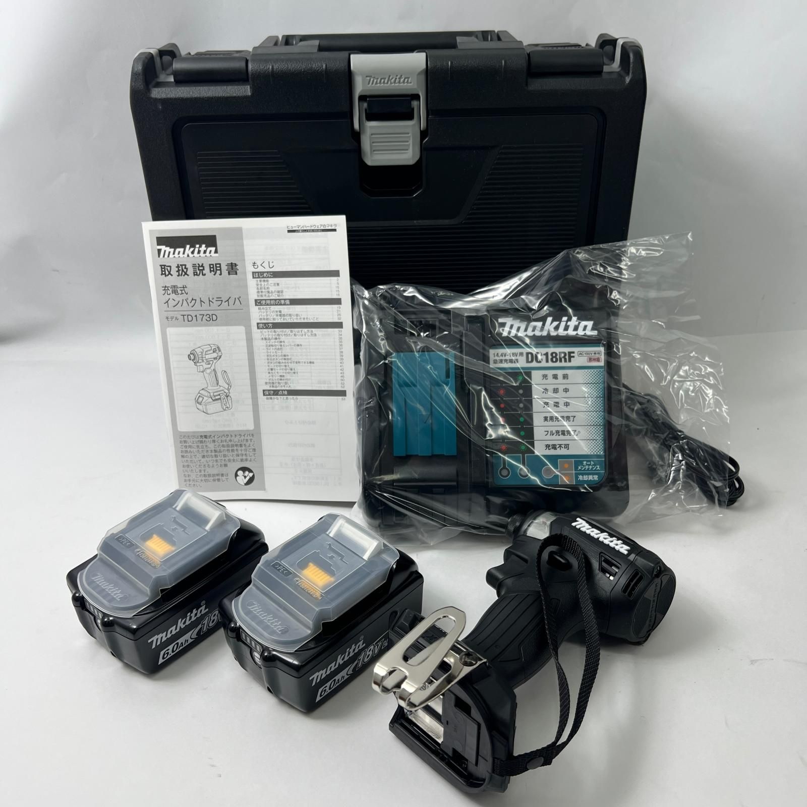 MAKITA マキタ 18V 6Ah バッテリ2本 充電器 ケース付 TD173GRDXB ブラック 未使用品