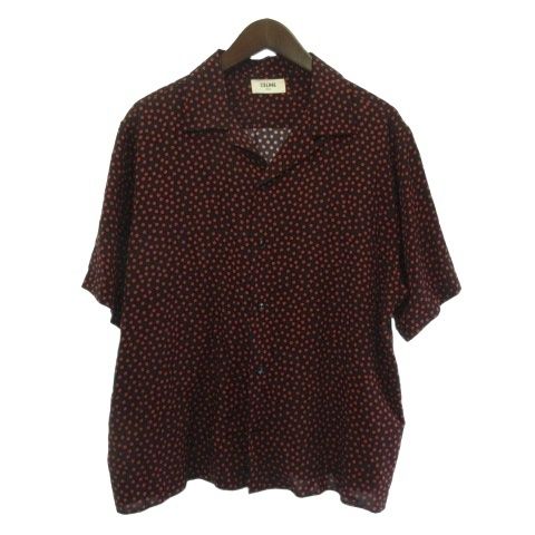 セリーヌ CELINE 2C036962H ドット シャツ 半袖 とろみ ブラック レッド 42