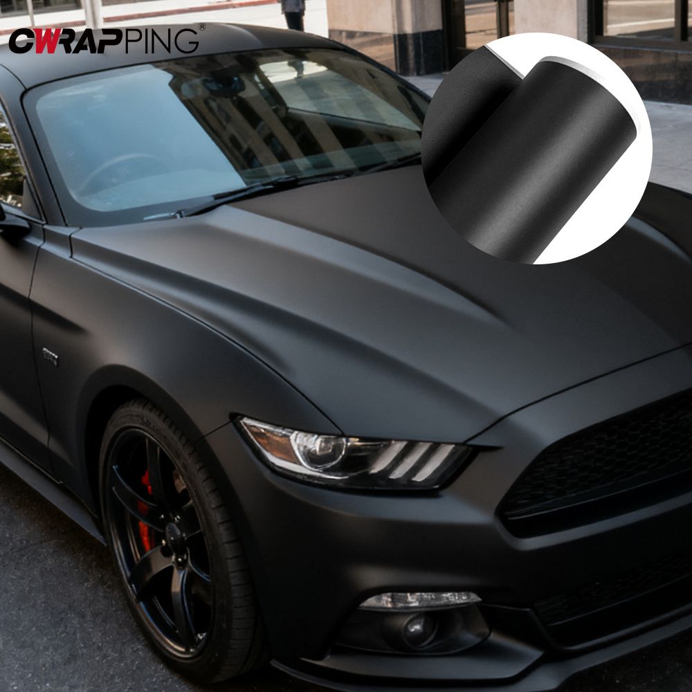 マットブラック カーラッピングフィルム PVC製 バイク・車用ビニールラップ 幅1.52m
