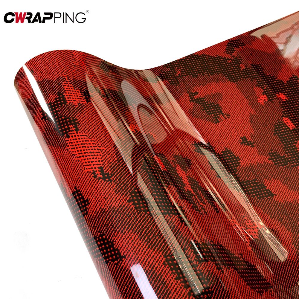 cwrapping カモフラージュ カーステッカー バイク対応 DIY ビニールラッピングフィルム レッド