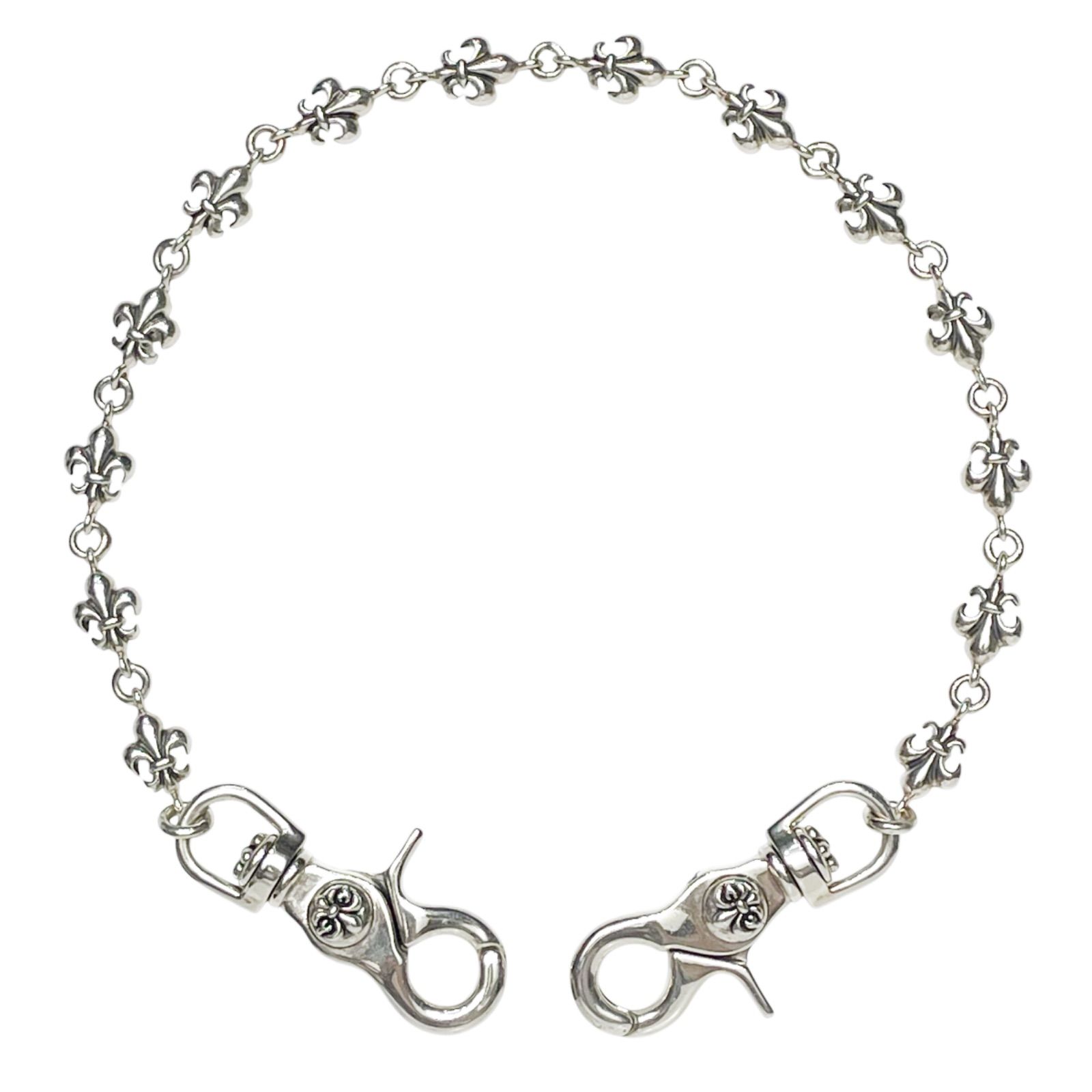 極美品 ギャランティ付属 165.5g A&G エーアンドジー ウォレットチェーン BSフレア リリー