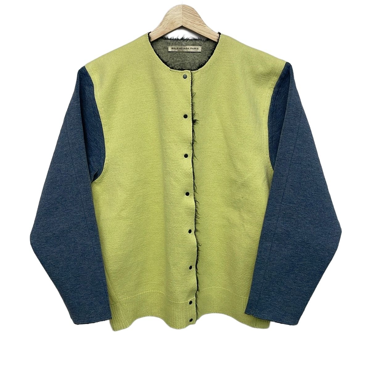 BALENCIAGA(バレンシアガ) カーディガン サイズ38 M レディース美品 312416 T3056 ライトイエロー×ブルーグレー 長袖