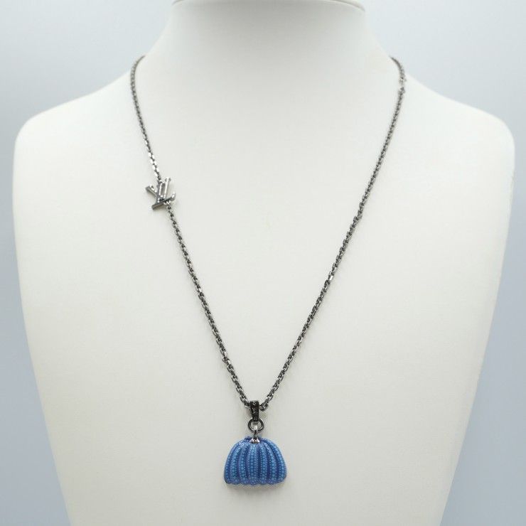 LOUIS VUITTON (Louis Vuitton) Pendant Pumpkin Necklace Kusama Yayoi Collaboration Blue Silver Color M01099 Ladies Accessory [pre]