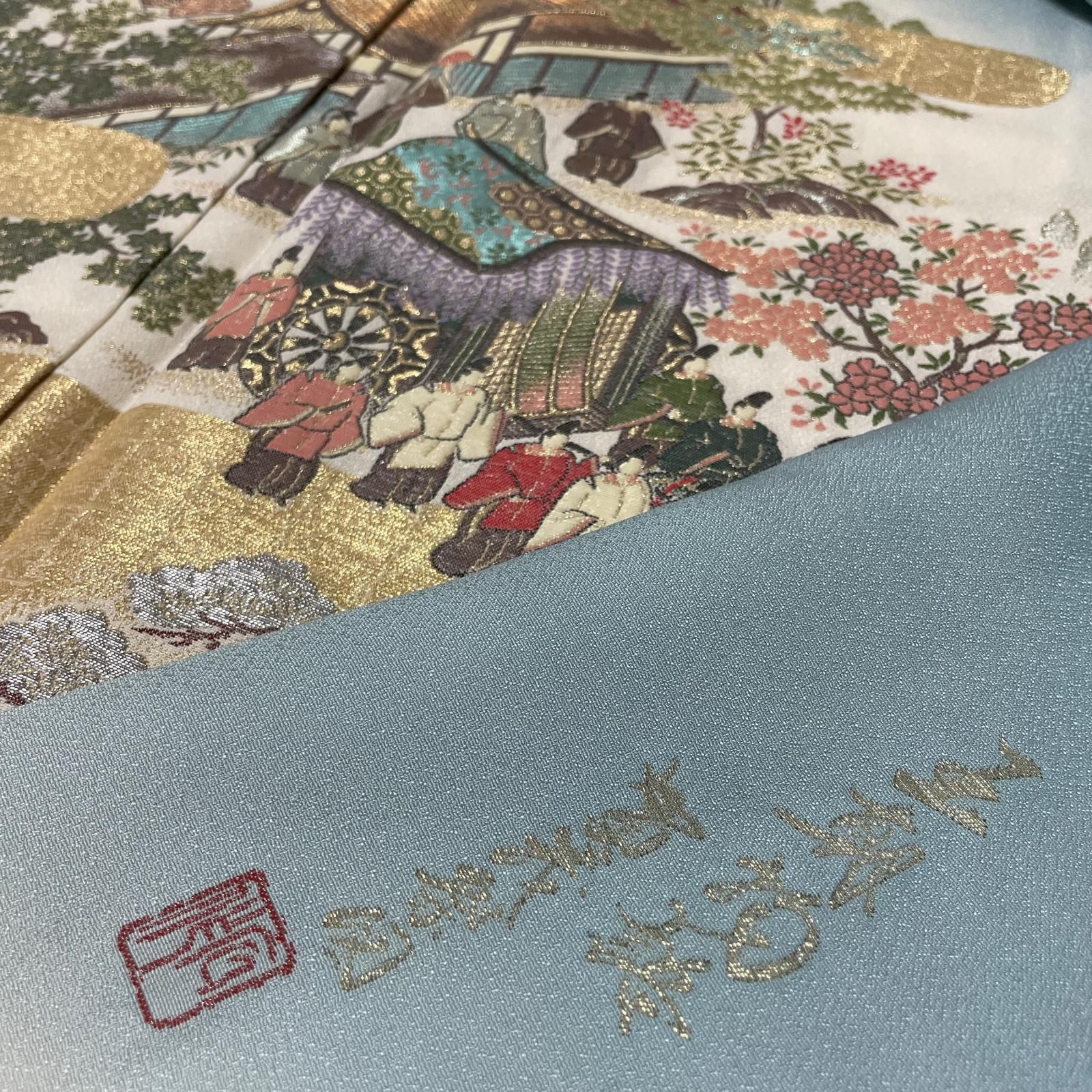 作家物 色留袖 裄66 宮中風景 美しい織出し 着物 正絹 X-6639 12,008円