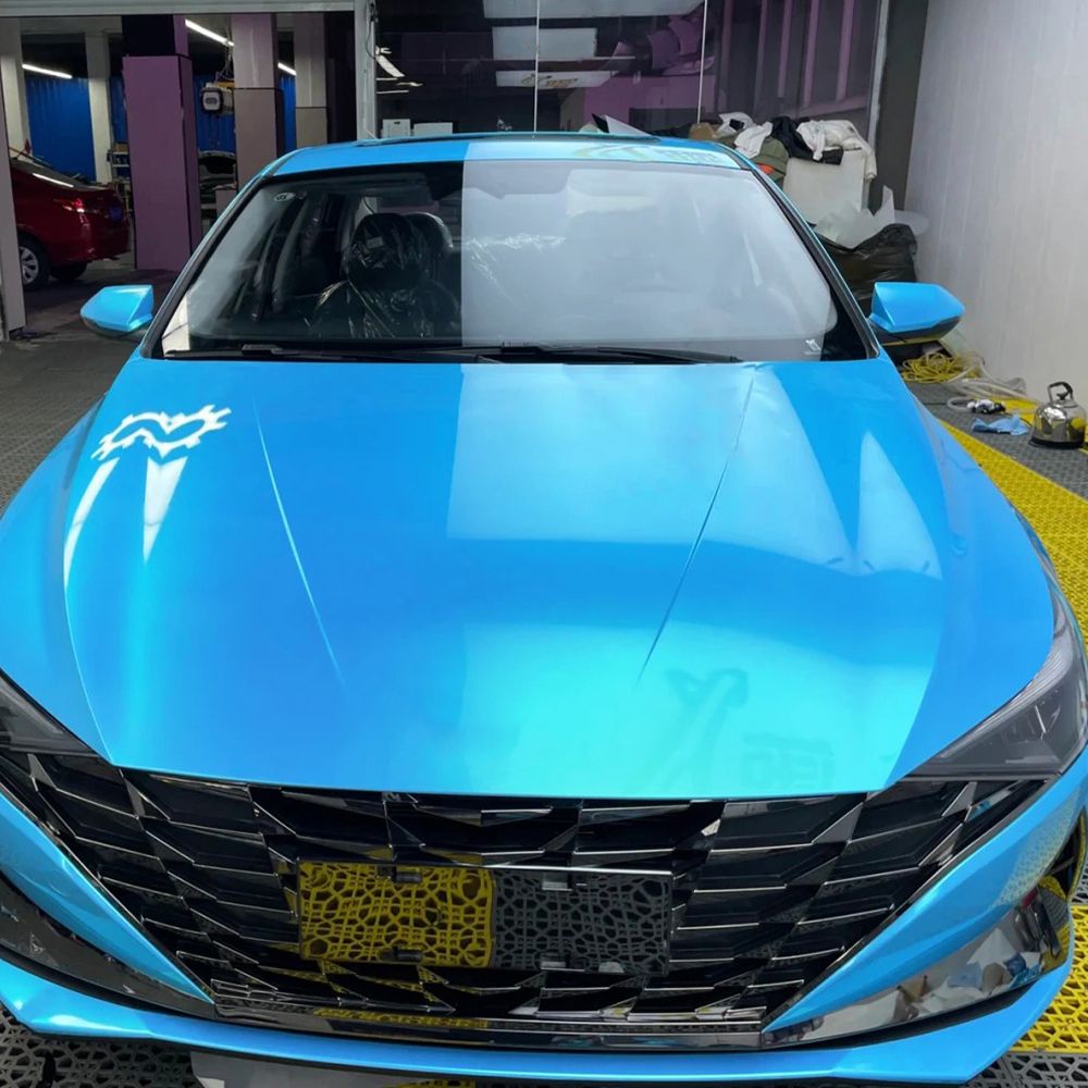 カーラッピングビニールフィルム コーラルスカイブルー 光沢 PVC 気泡なし 自動車用粘着ステッカー 幅10〜50cm 7,668円