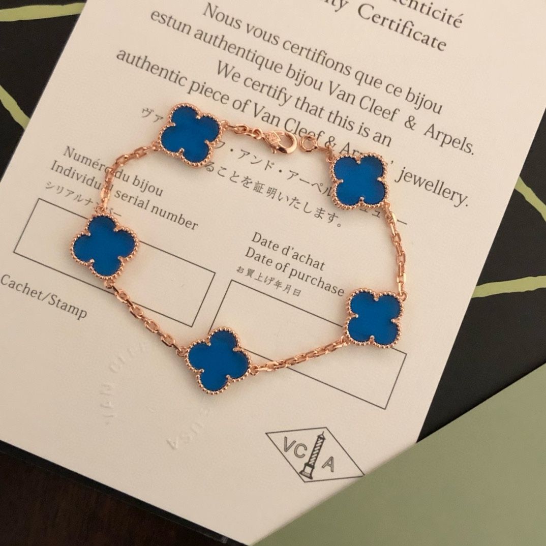 Van Cleef & Arpels VCA 四つ葉のクローバー 5 花 ブレスレット カラー: ローズゴールド/18K ゴールド/黒瑪瑙/赤瑪瑙/白マザーオブパール｜本日限定特価｜新品未使用