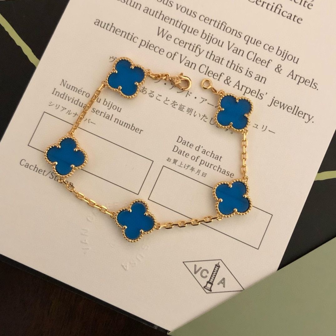 Van Cleef & Arpels VCA 四つ葉のクローバー 5 花 ブレスレット カラー: ローズゴールド/18K ゴールド/黒瑪瑙/赤瑪瑙/白マザーオブパール｜本日限定特価｜新品未使用