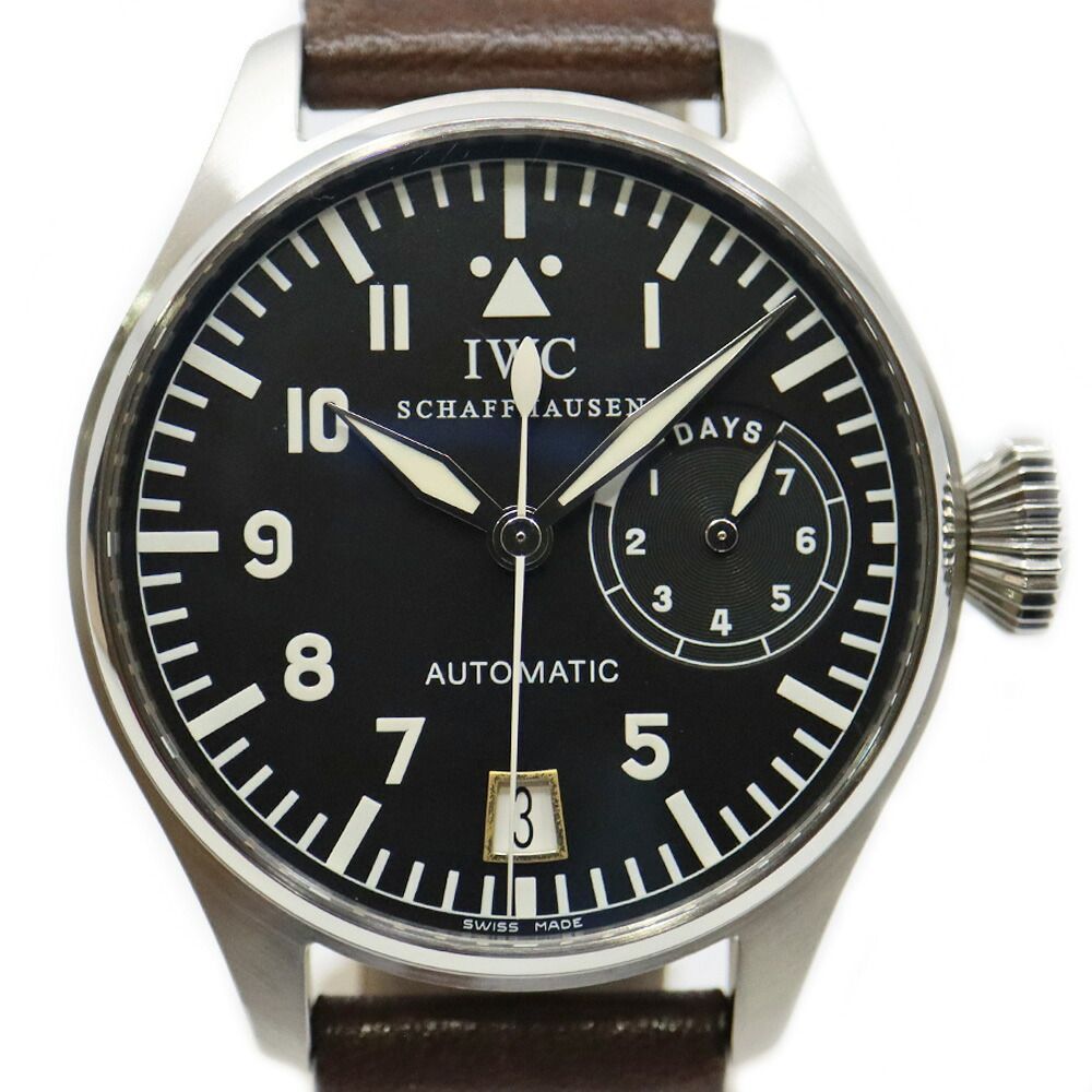【栄】IWCインターナショナルウォッチカンパニー ビッグパイロットウォッチ IW500201 ブラック 腕時計 SS レザー 手巻き メンズ