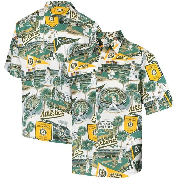 レインスプーナー メンズ トップス シャツ Mens Reyn Spooner Green Oakland Athleticscenic ButtonUp Shirt Green グリーン