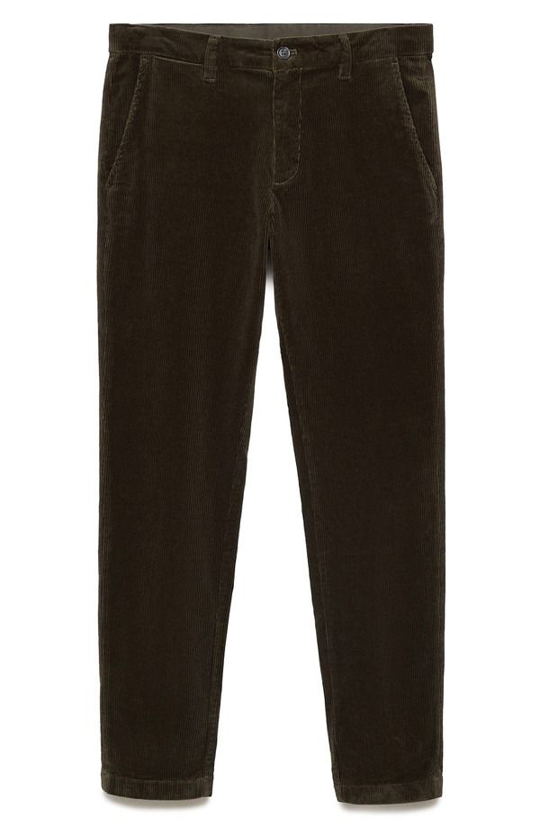 マンゴ メンズ ボトムス カジュアルパンツ スリムフィット ストレート コーデュロイ MANGO Slim Fit Straight Leg Corduroy Pants Khaki Green グリ 21,586円