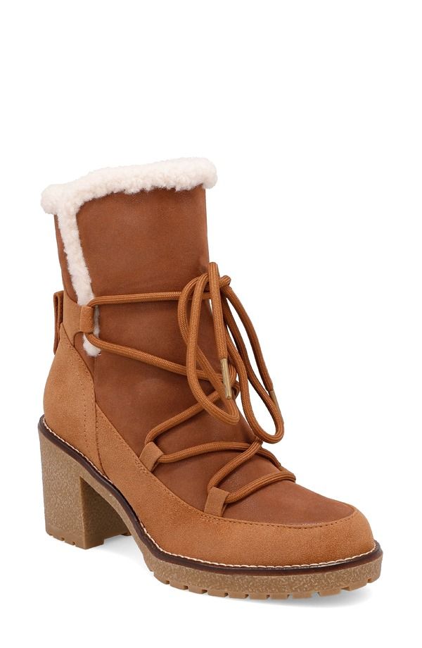 ミア レディース シューズ ブーツ・レインブーツ MIA Holiday Faux Shearling Bootie Cognac 19,236円