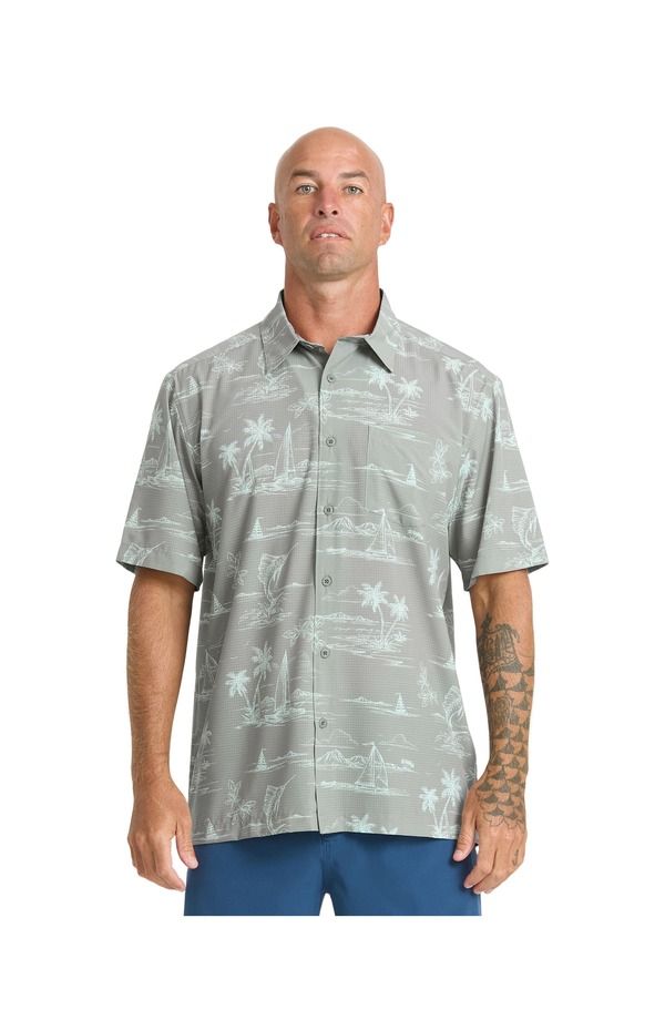 クイックシルバー ウォーター マン メンズ トップス シャツ Quiksilver Waterman Performance Pack WM SShort Sleeve Shirt Frost Gra