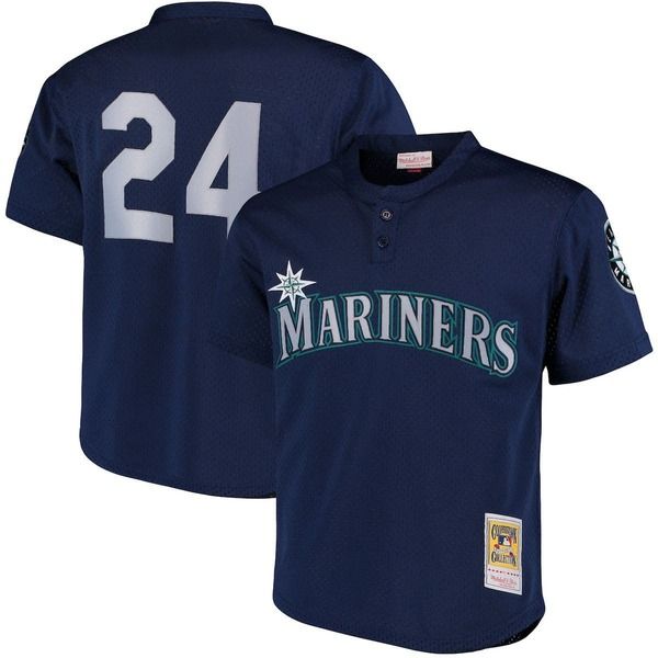 ミッチェルネス メンズ トップス シャツ メッシュ ジャージー Mens Mitchell Ness Ken Griffey Jr Navy Seattle Mariners Cooperstown